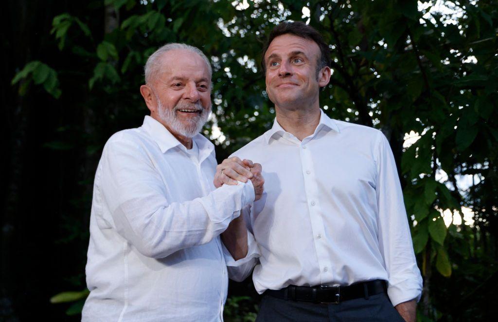 Lula e Macron durante visita do francês ao Brasil em 2024