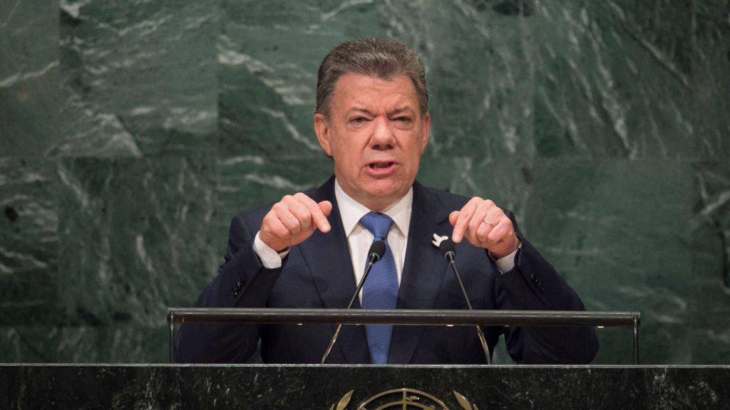Juan Manuel Santos, expresidente de Colombia, durante una conferencia en la ONU en 2016.