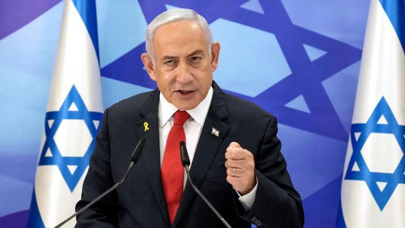 El primer ministro israelí, Benjamin Netanyahu, durante una conferencia de prensa en Jerusalén el 9 de diciembre de 2024.