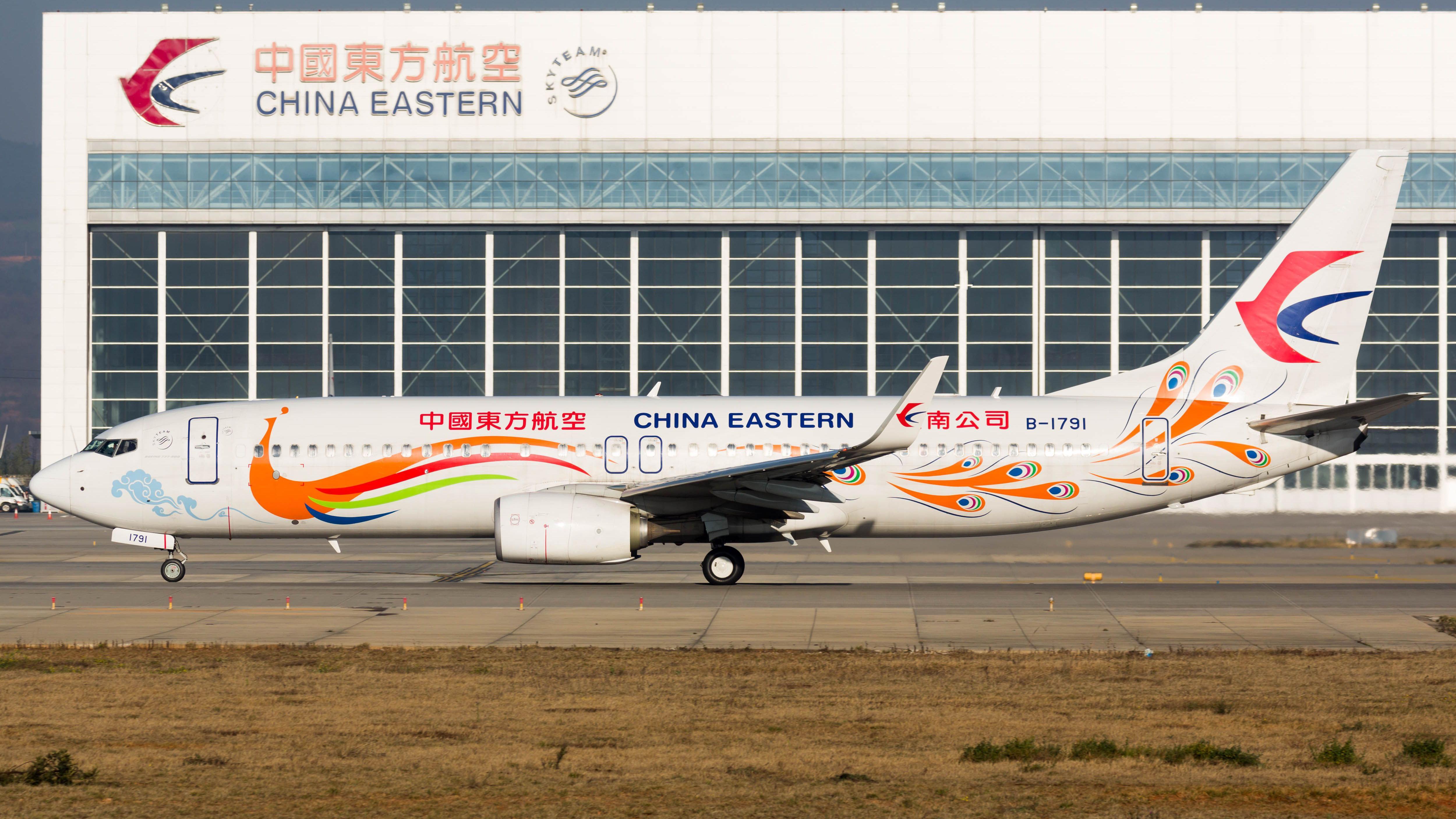 2022年3月21日執行MU5735航班時墜毀的中國東方航空波音737-800客機B-1791（資料圖片）