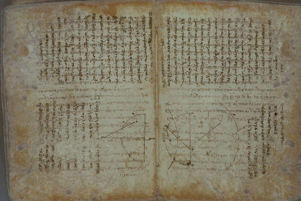 Página del libro de oraciones escrito sobre los textos de Arquímedes.