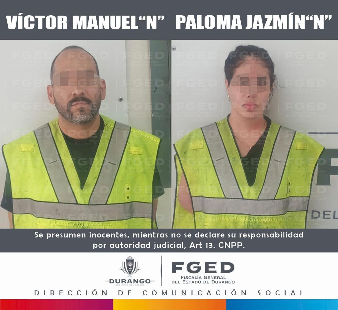 Una ficha de captura que muestra a Víctor Manuel "N" y Paloma Jazmín "N"