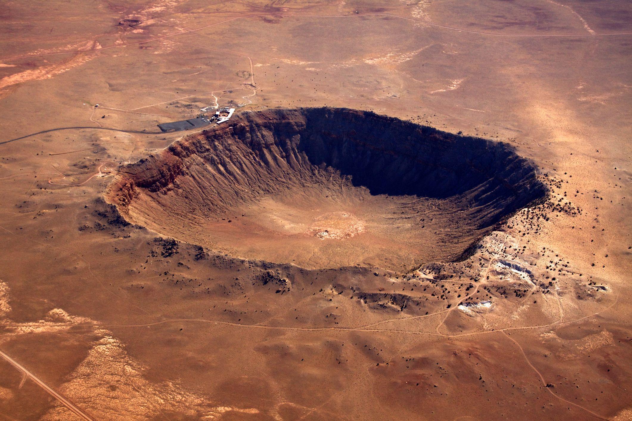 Vista de un crater de un meteorito en Arizona, EE.UU.
