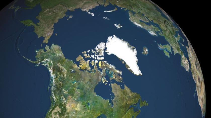 Una vista satelital del polo norte