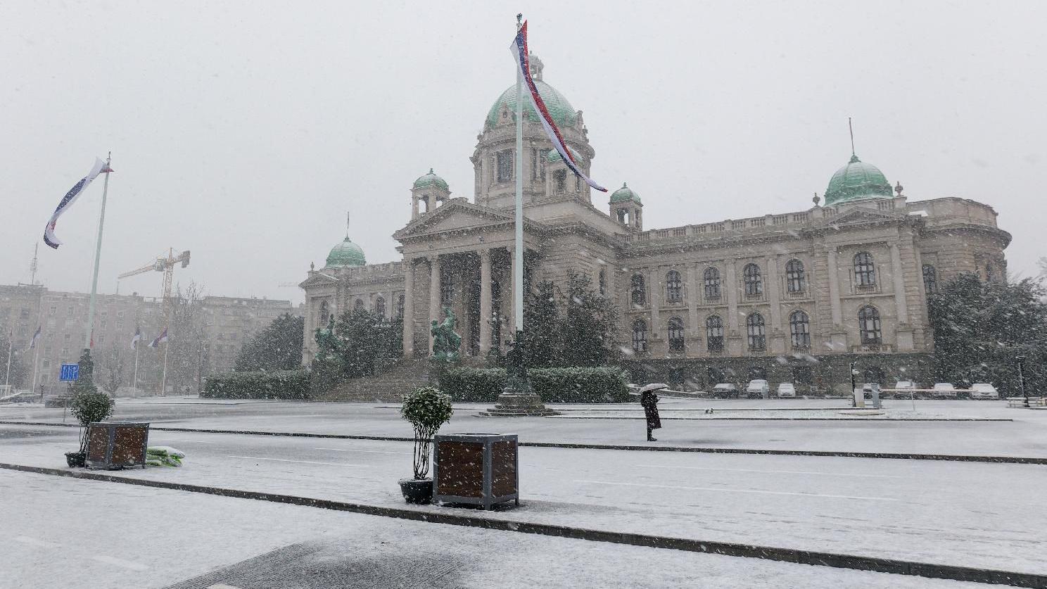 Skupština Srbije pod snegom