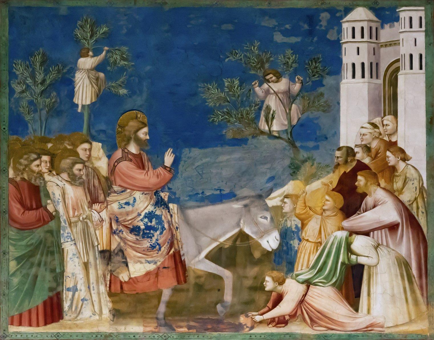 لوحة "دخول المسيح إلى أورشليم" للرسام الإيطالي غيوتو دي بوندوني القرن الـ 14