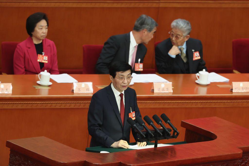 中國全國政協主席王滬寧2025年3月在中國兩會發言。