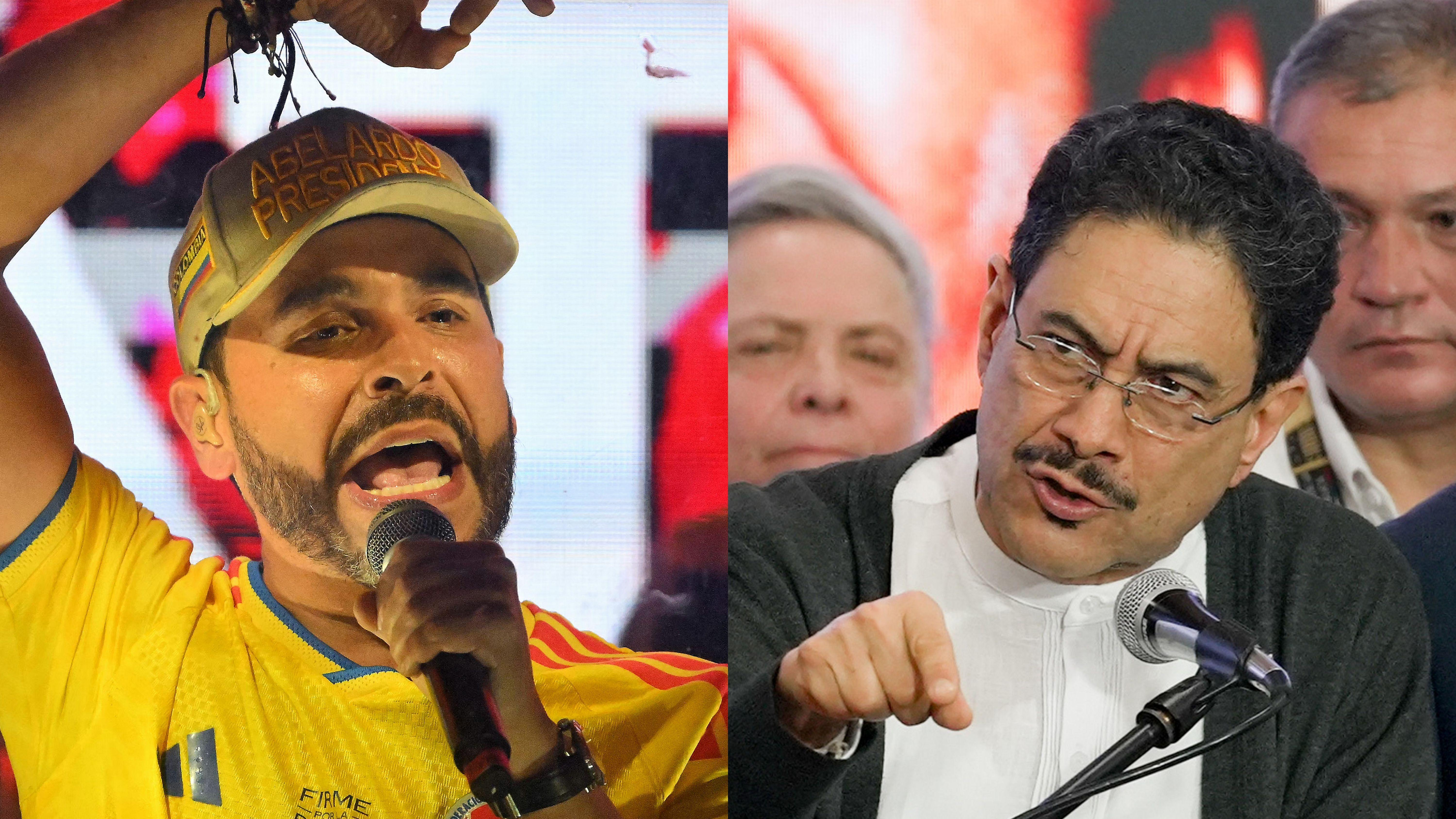 Abelardo de la Espriella e Iván Cepeda dando sus discursos después de que se conocieran los resultados del preconteo.