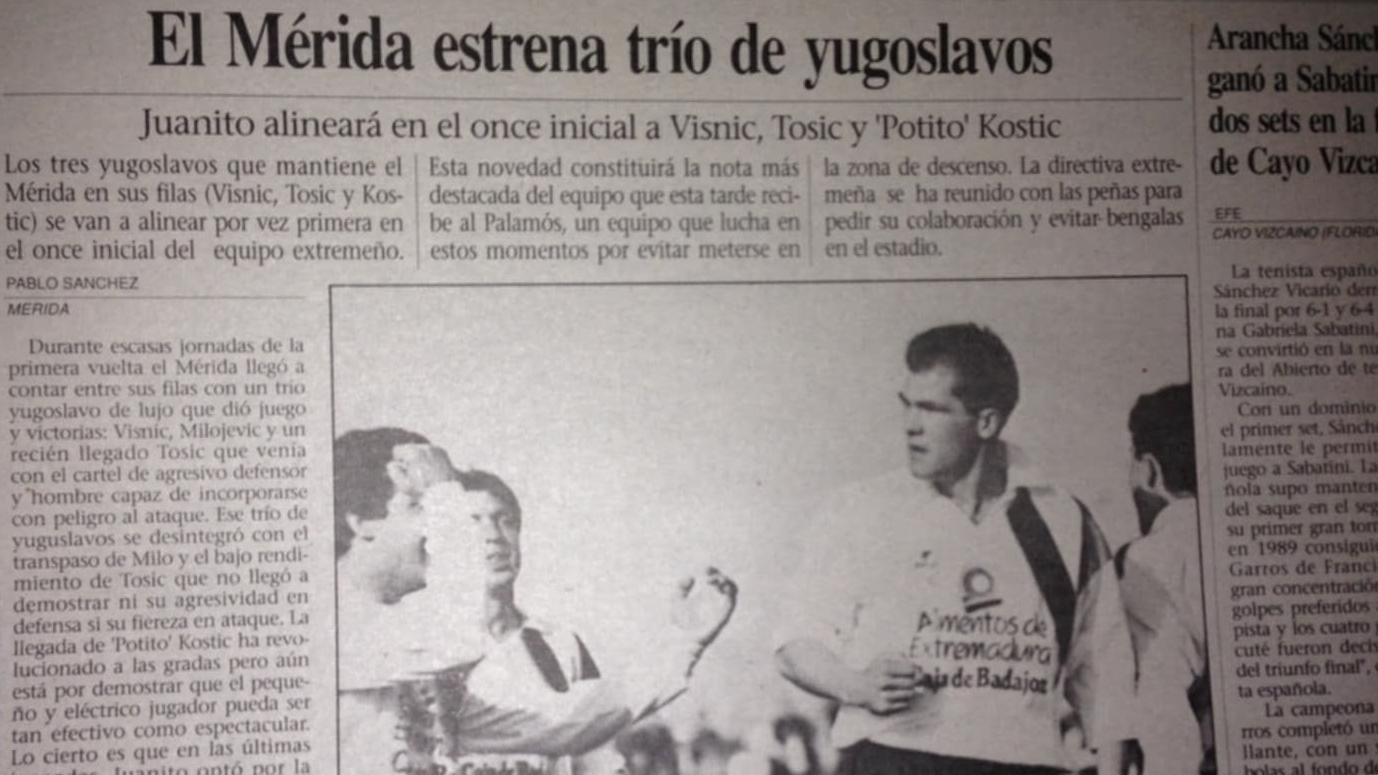 Članak u lokalnom dnevnom listu iz Meride o jugoslovenskom triju