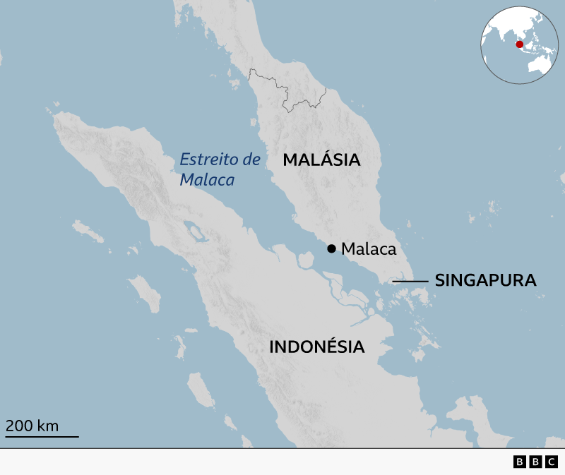 Mapa do estreito de Malaca