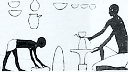 Un pictograma en la tumba de Amenemhat muestra cómo trabajaban los alfareros.