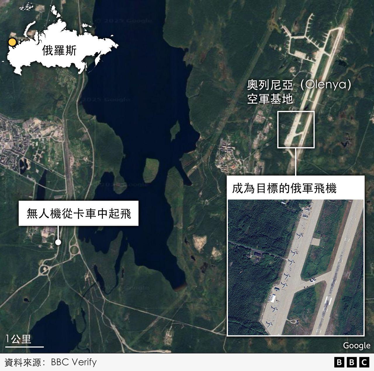 奧列尼亞（Olenya）空軍基地的地圖