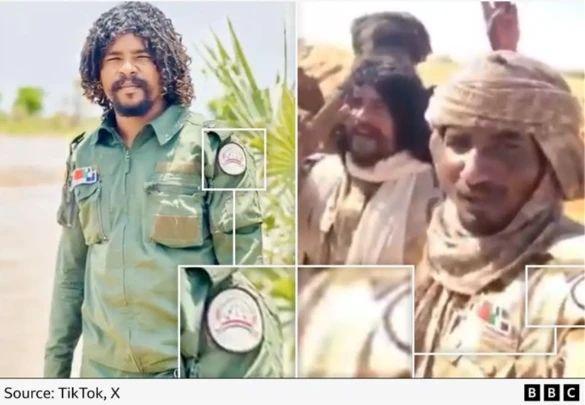 تحققت بي بي سي من مقاطع مصورة تُظهر "أبو لولو" مرتدياً زياً عليه شارة قوات الدعم السريع، في إطار التحقق من صلته بالقوة شبه العسكرية السودانية.