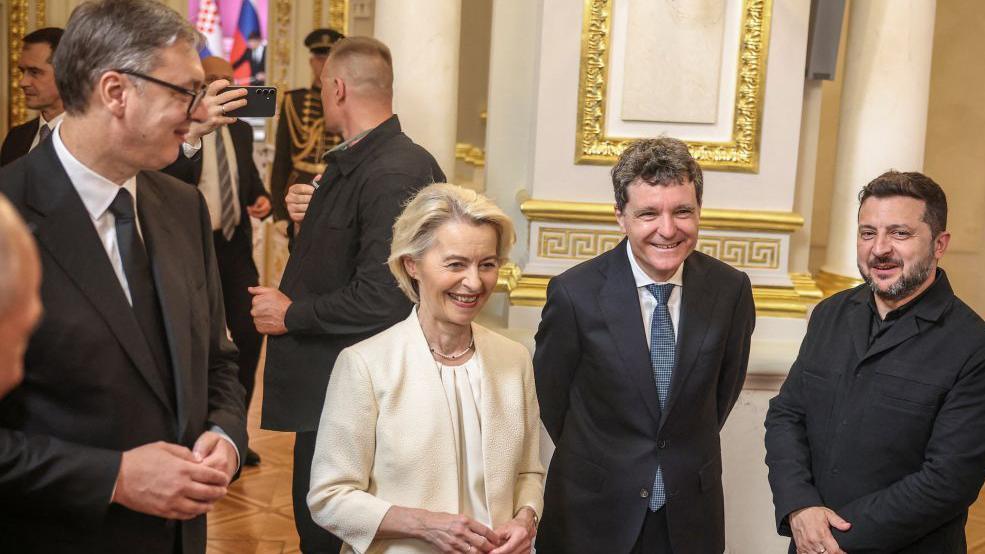 Aleksandar Vučić, Ursula fon der Lajen, Nikusor Dan i Vladimir Zelenski