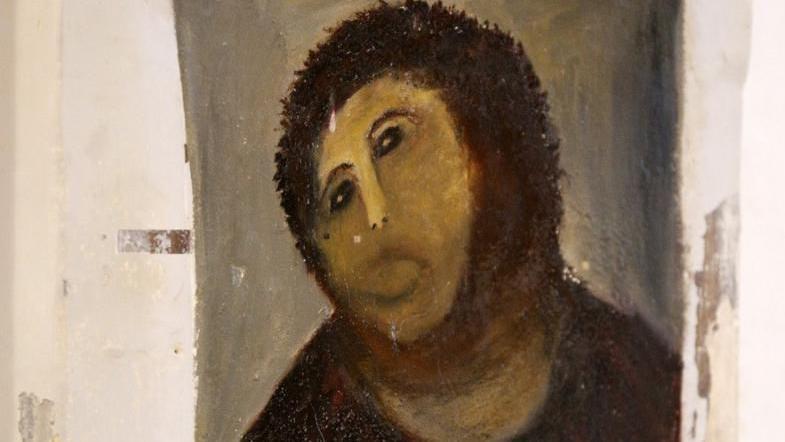 O 'Ecce Homo' modificado por Cecilia Giménez no Santuário da Misericórdia em Borja, Espanha