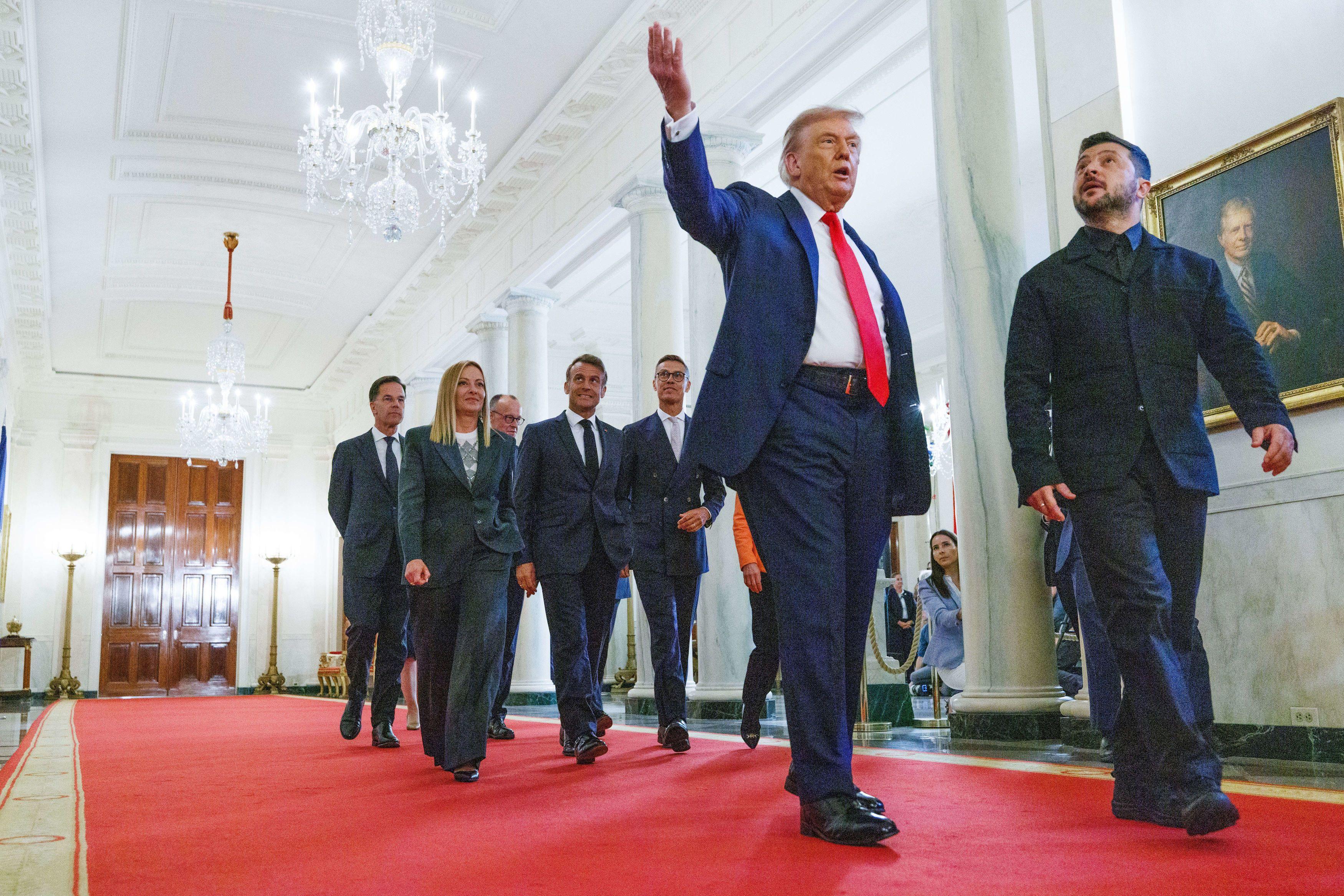 tramp, zelenski i evropski lideri u Beloj kući