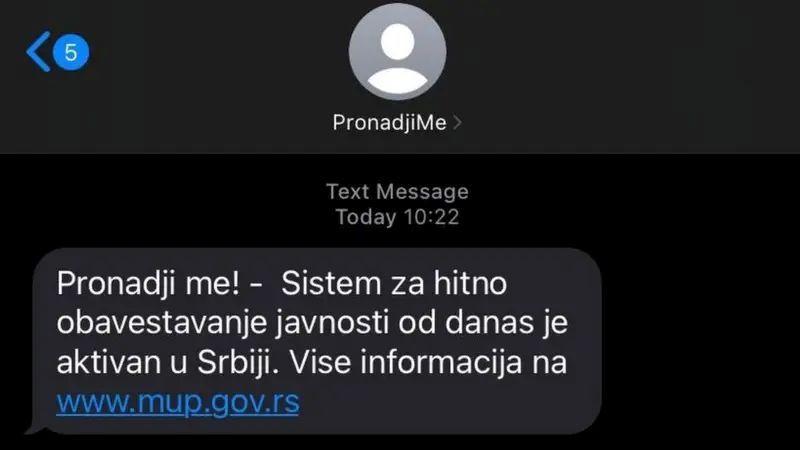 poruka sistema pronađi me