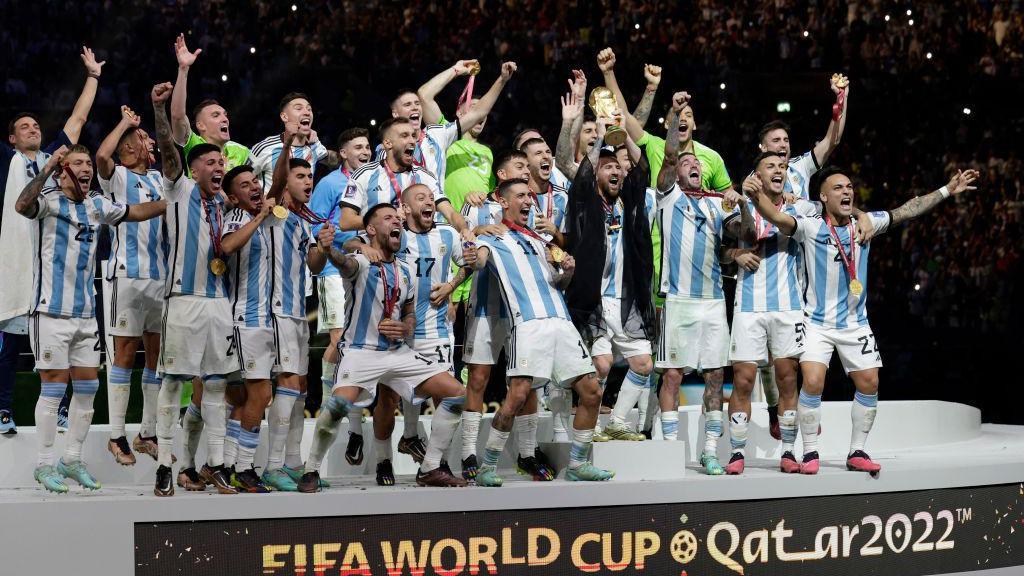 Sele&ccedil;&atilde;o argentina comemorando o t&iacute;tulo 