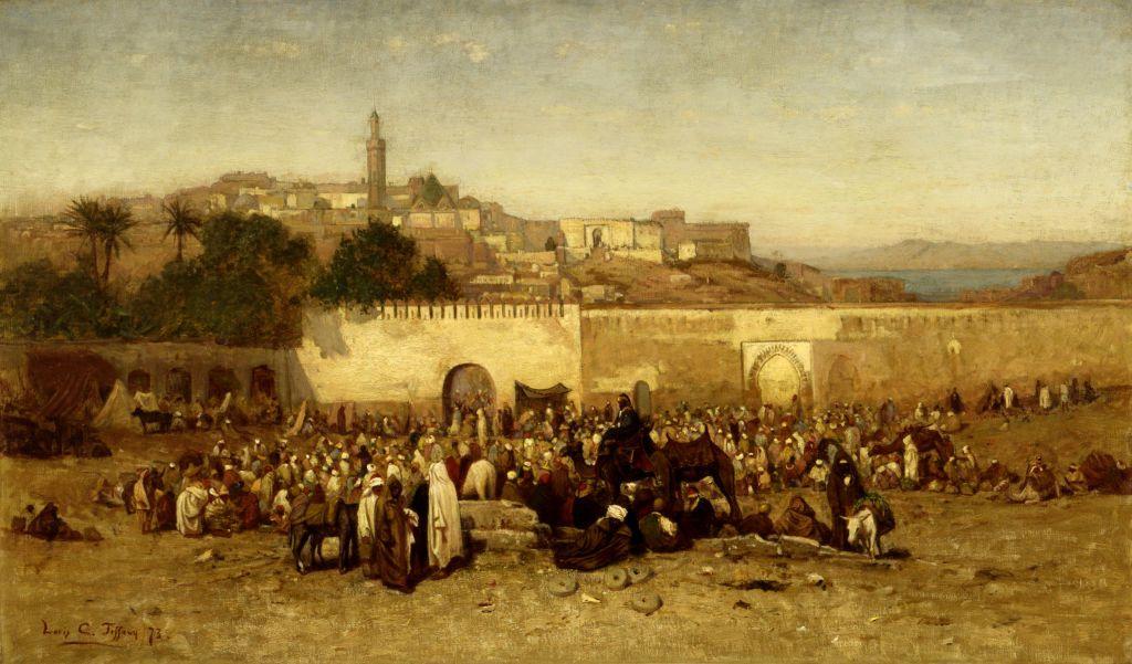 Mercado en la ciudad de Tánger en el siglo XIX.