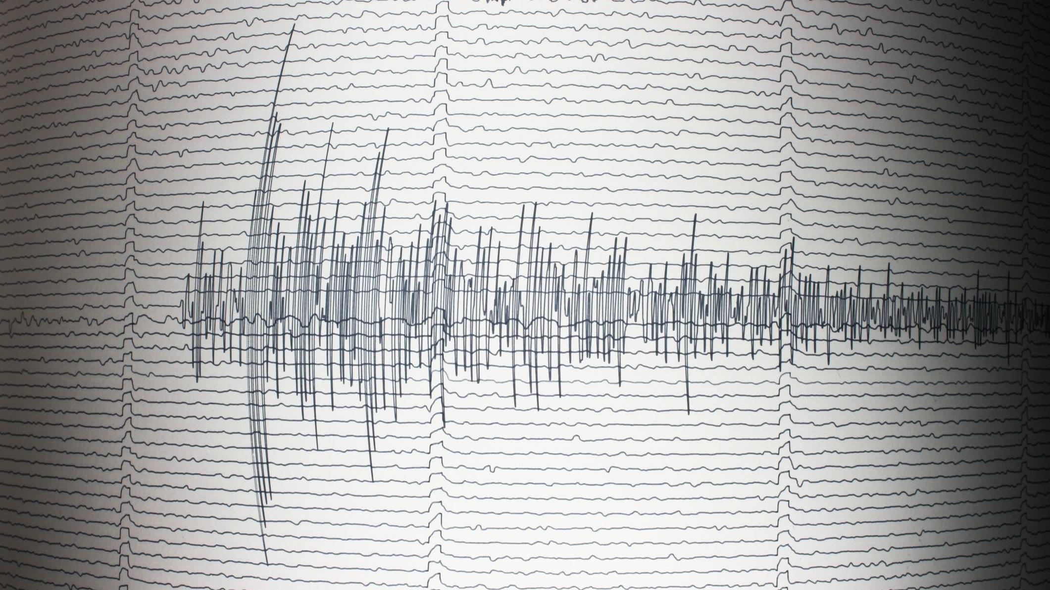 Líneas dibujadas sobre una hoja de papel blanco que representan ondas sísmicas