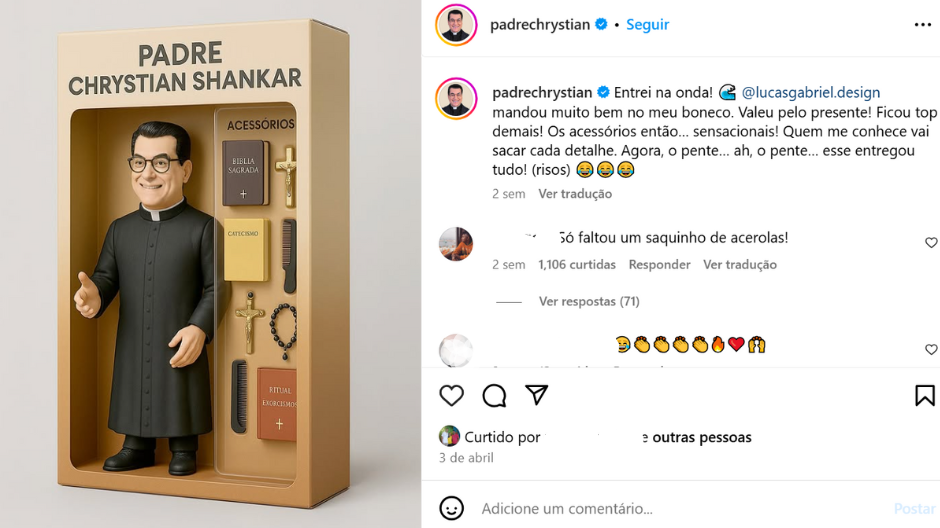 Post do Instagram do padre Chrystian Shankar