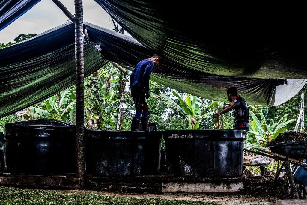 Un sitio de fabricación de pasta de coca en Colombia