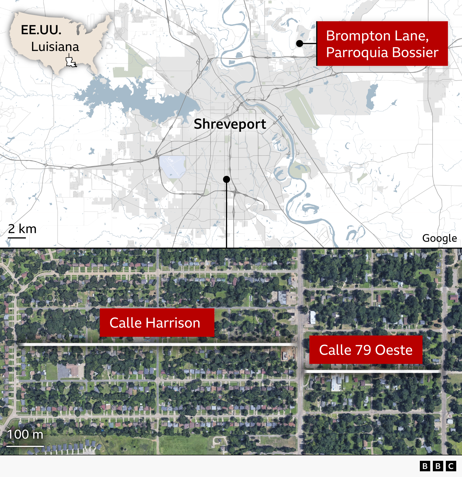Mapa del lugar donde ocurrió el tiroteo.