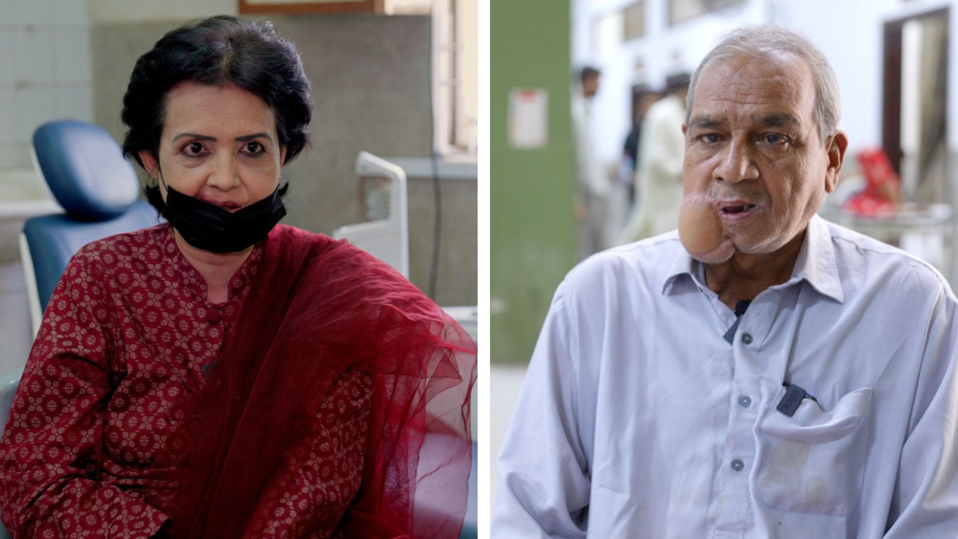 منہ کے کینسرکی بروقت تشخیص اور علاج سے صحتیاب ہونے والے گلفام (دائیں)اور خدیجہ (بائیں)