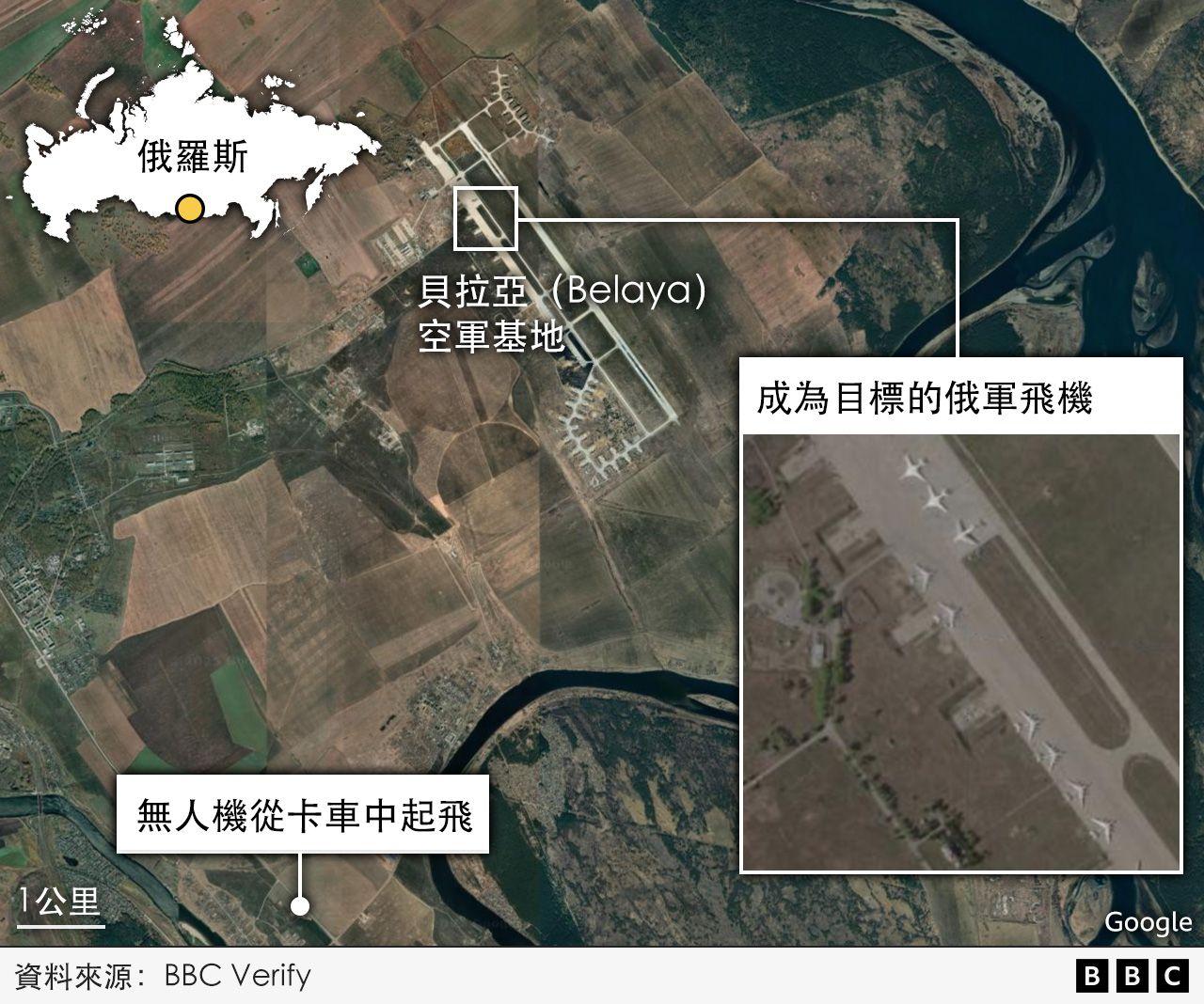 貝拉亞（Belaya）空軍基地的地圖