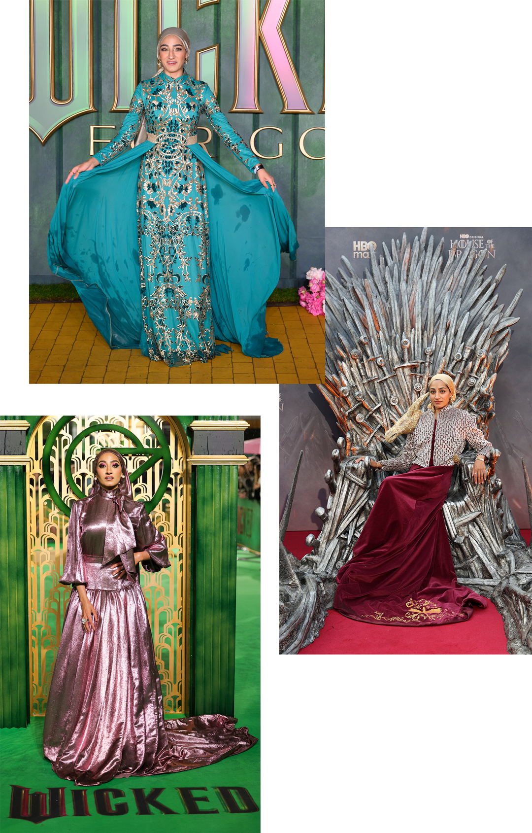 Zainab Jiwa comparece às estreias de Wicked: For Good, House of the Dragon Temporada 3 e Wicked: Part One.
