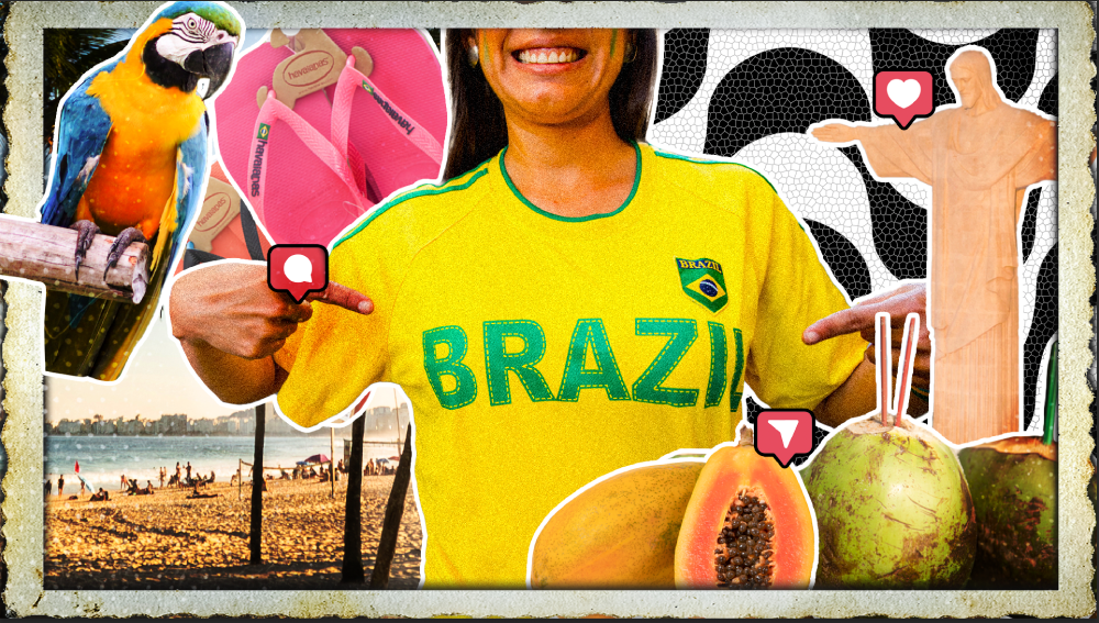 Montagem com elementos da estética 'Brazilian Core'