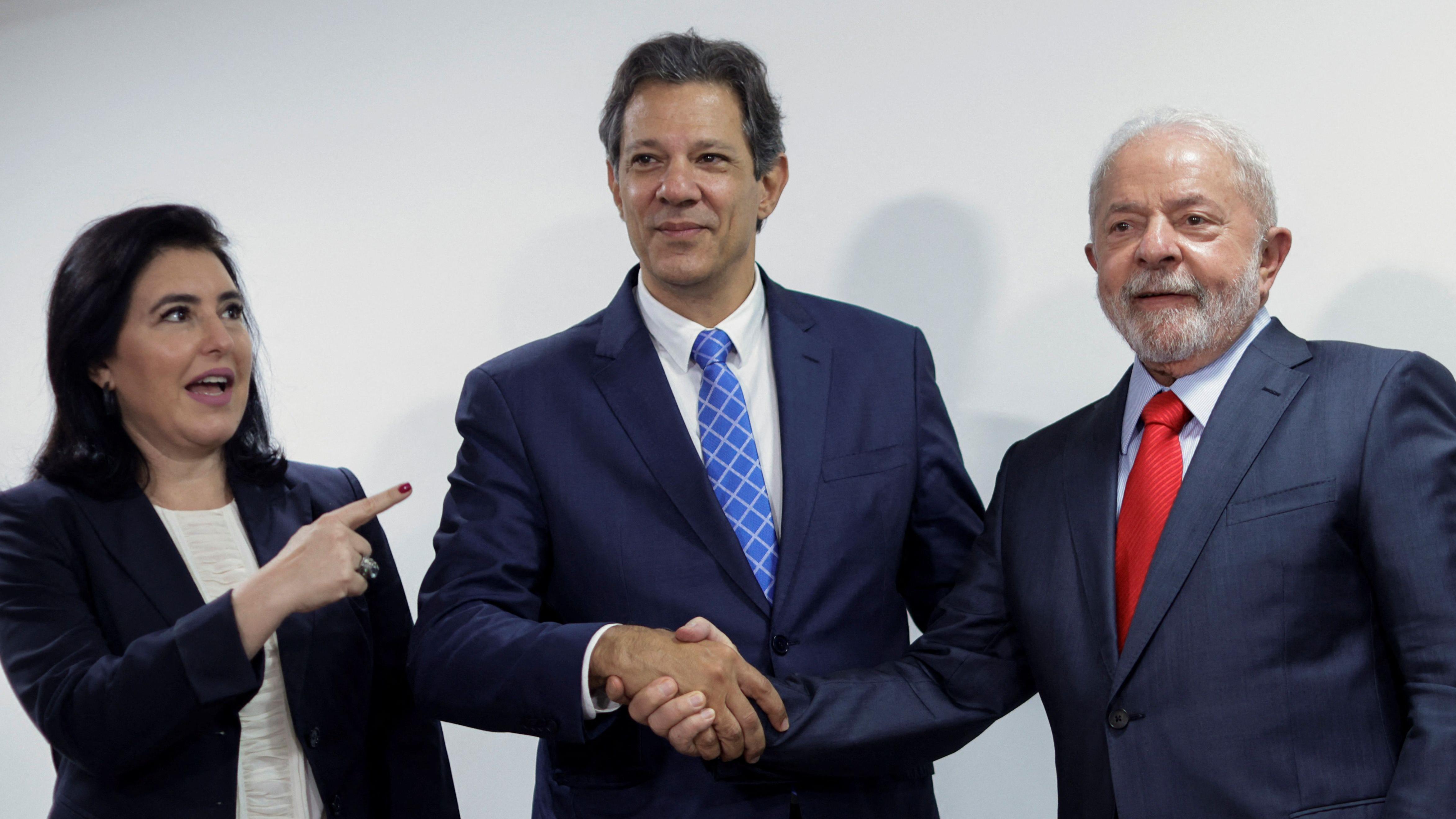 Simone Tebet, Haddad e Lula. 