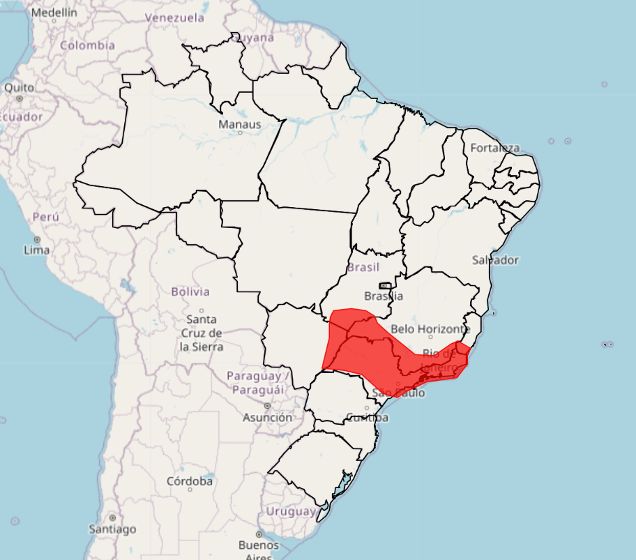 Mapa do Inmet mostra regi&atilde;o com alerta emitido de 