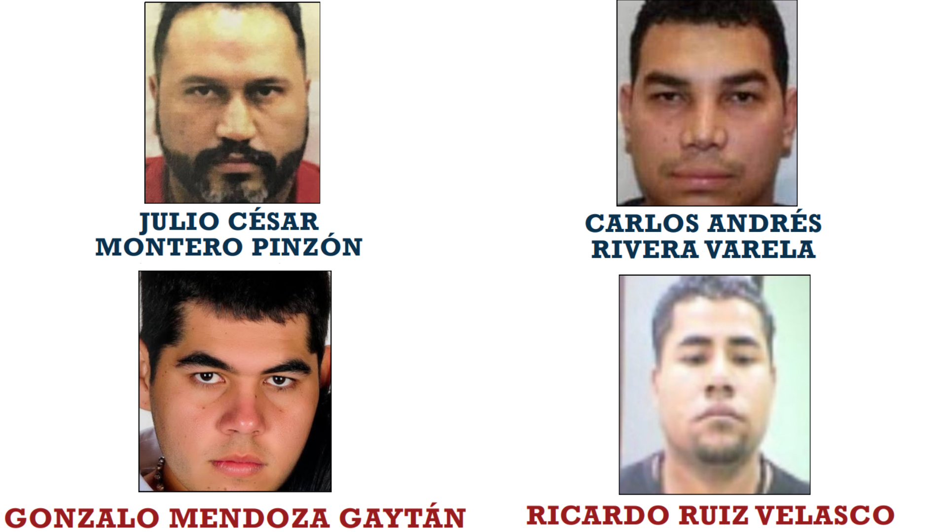 Fichas de Montero Pinzón, Rivera Varela, Medoza Gaytán y Ruiz Velasco