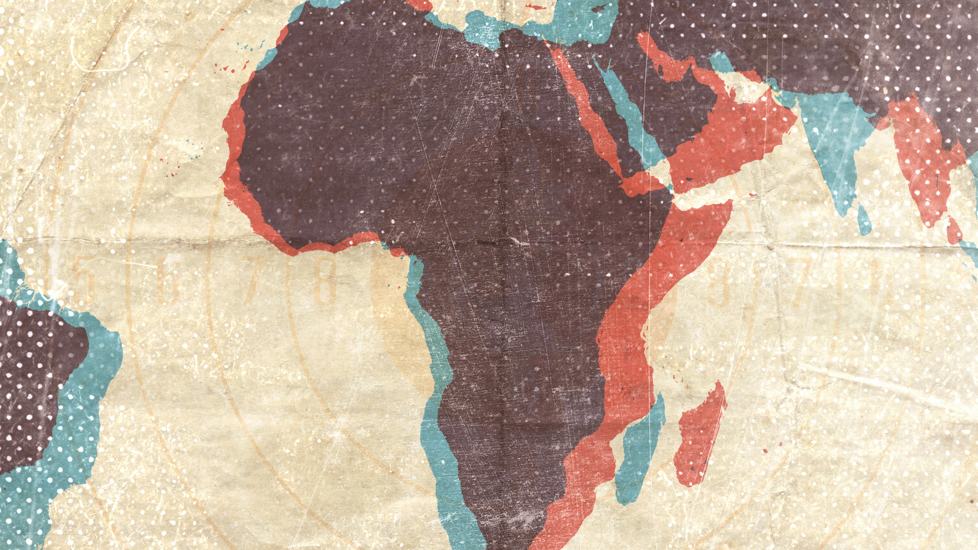 Imagen tratada mostrando el continente africano en rojo y azul.