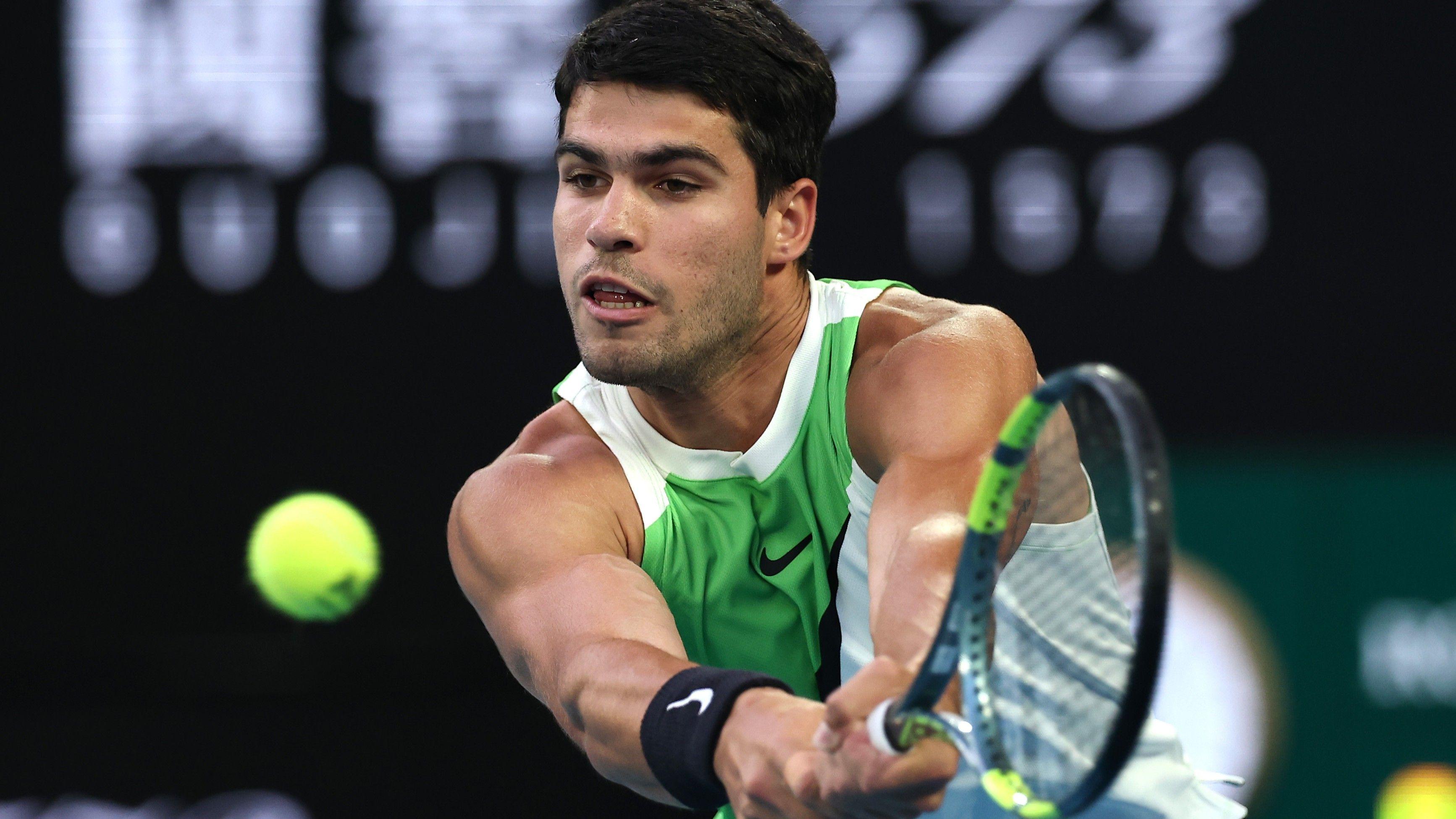 Australian Open final: Alcaraz serving to stay in first set against inspired Djokovic