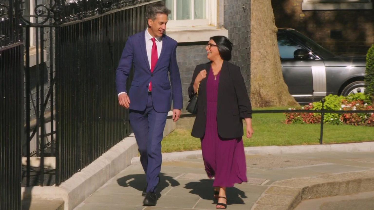 Mahmood and Miliband arrive in Downing Street as Andy Burnham to begin appointing cabinet