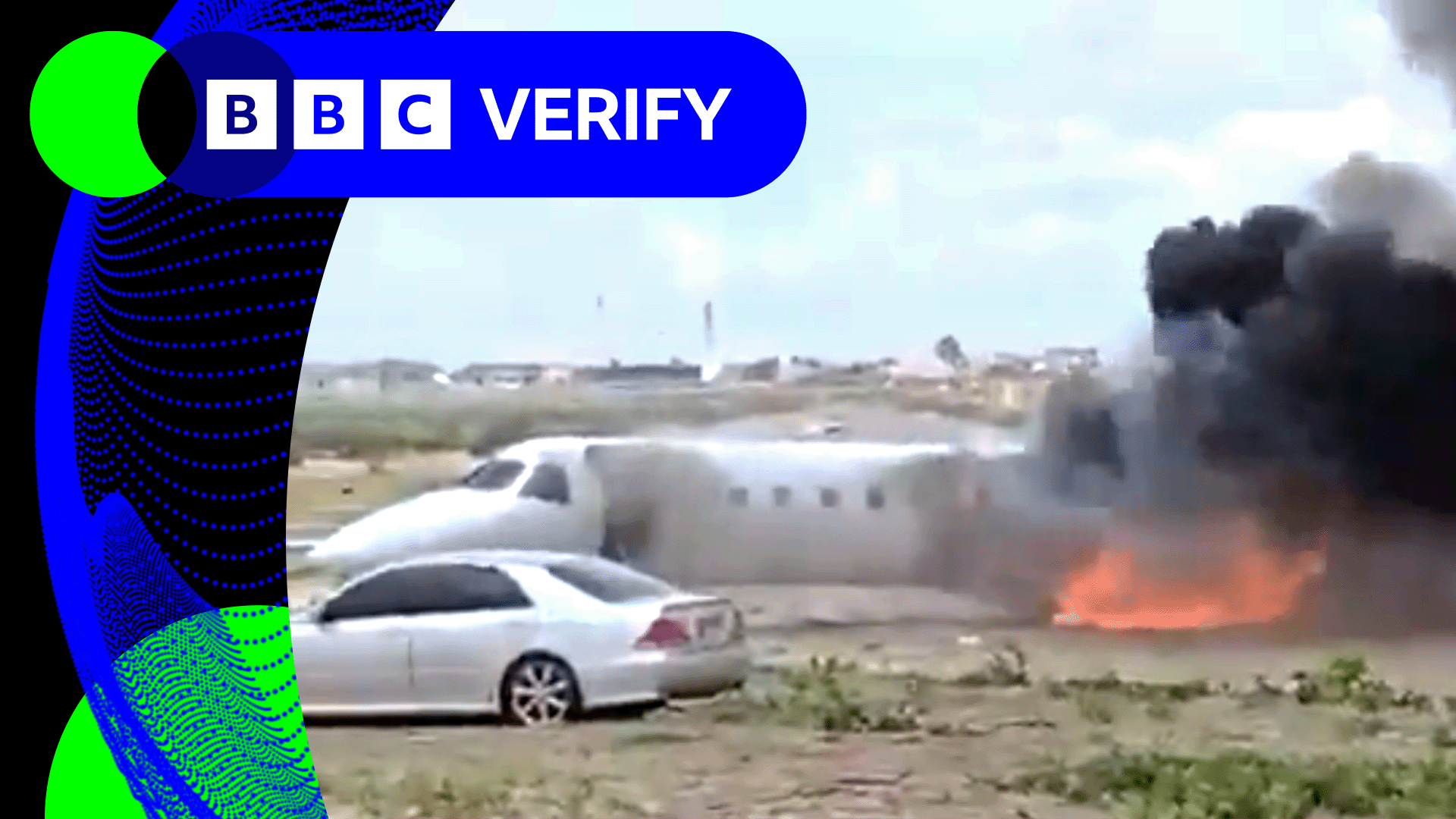 Striking video shows aircraft come off runway before catching fire in DR Congo