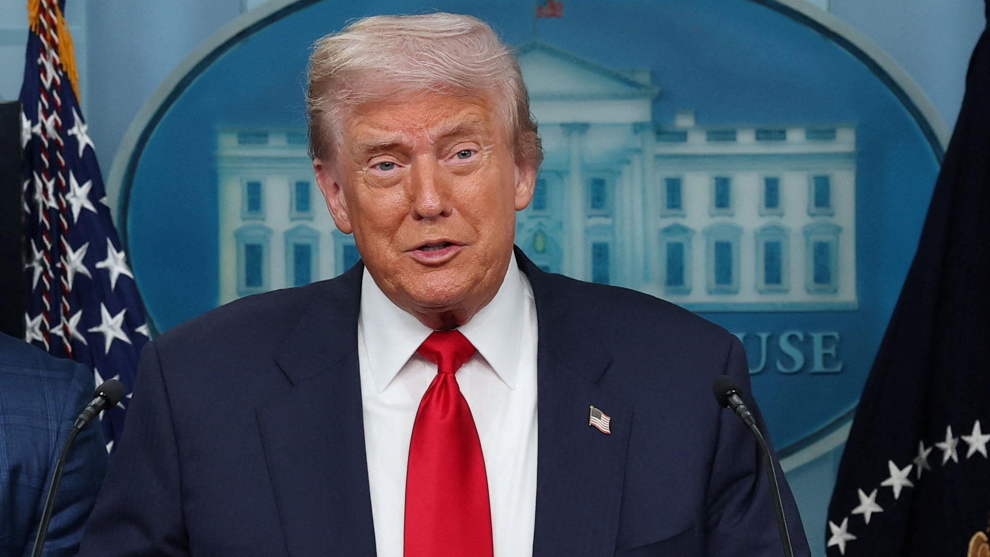 U.S. President Trump meets members of the media at the White House in Washington, D.C