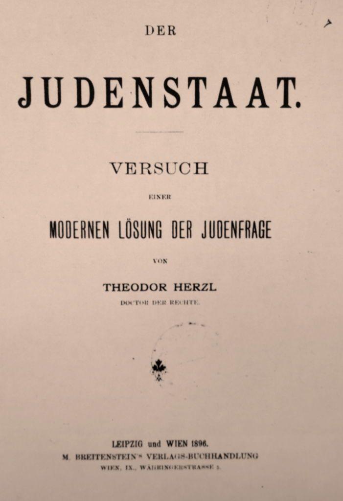 Capa do livro O Estado Judeu (Der Judenstaat), edição de 1896