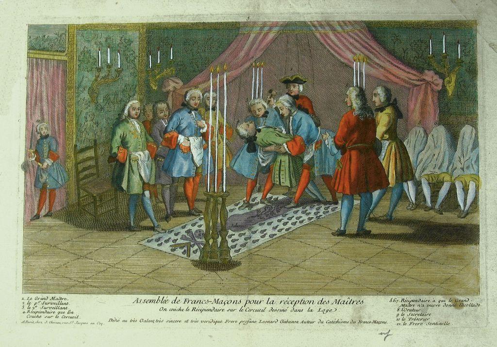 Ilustración de masonería francesa de mediados del siglo XVIII.
