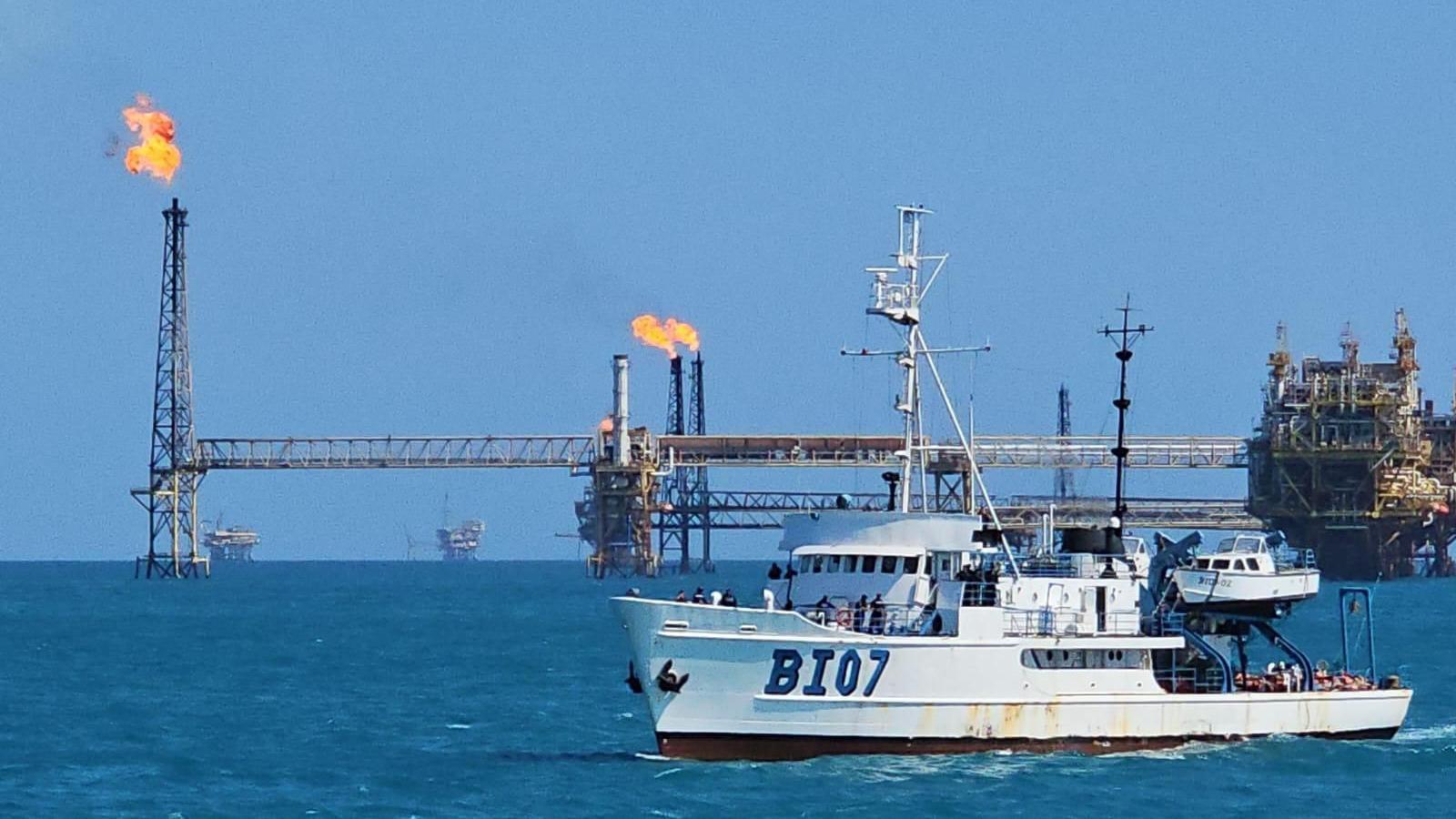 Plataforma petrolera en el golfo de México.