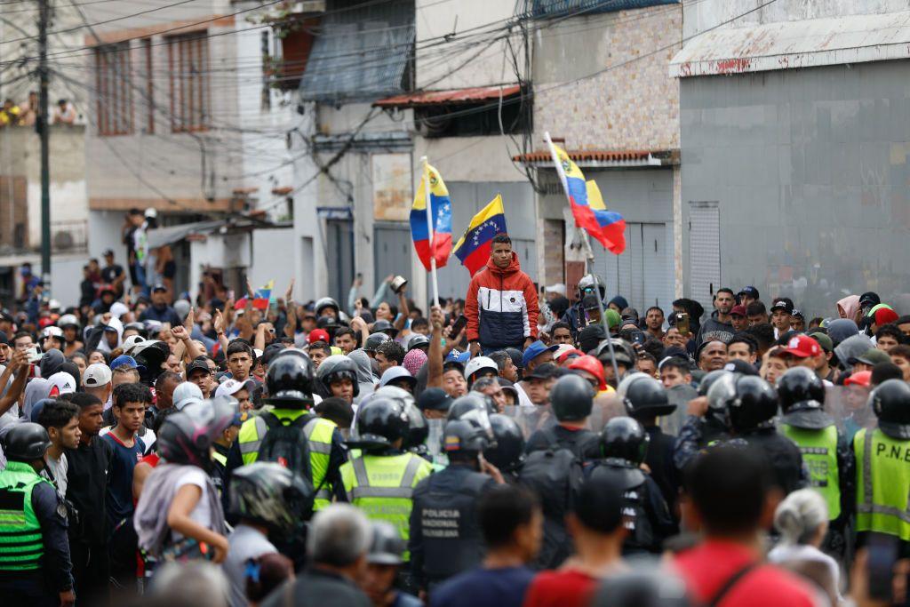 Protestas en un barrio de Caracas