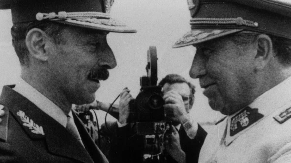 Los generales Jorge Videla de Argentina y Augusto Pinochet de Chile en un encuentro en 1978.