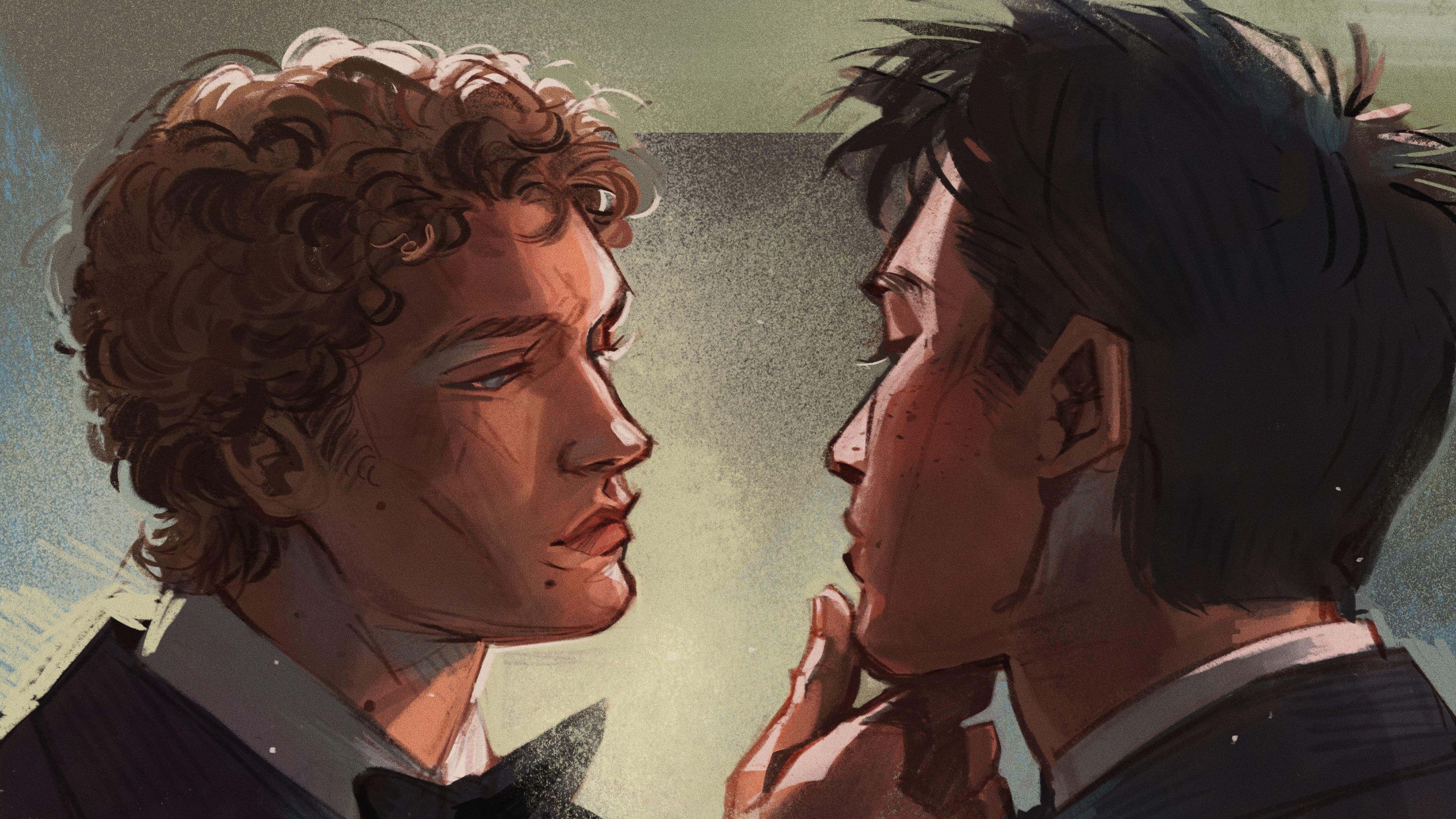 粉絲創作的插畫中，謝恩與伊利亞穿著黑色無尾禮服，重現《烈愛對決》中的一個場景