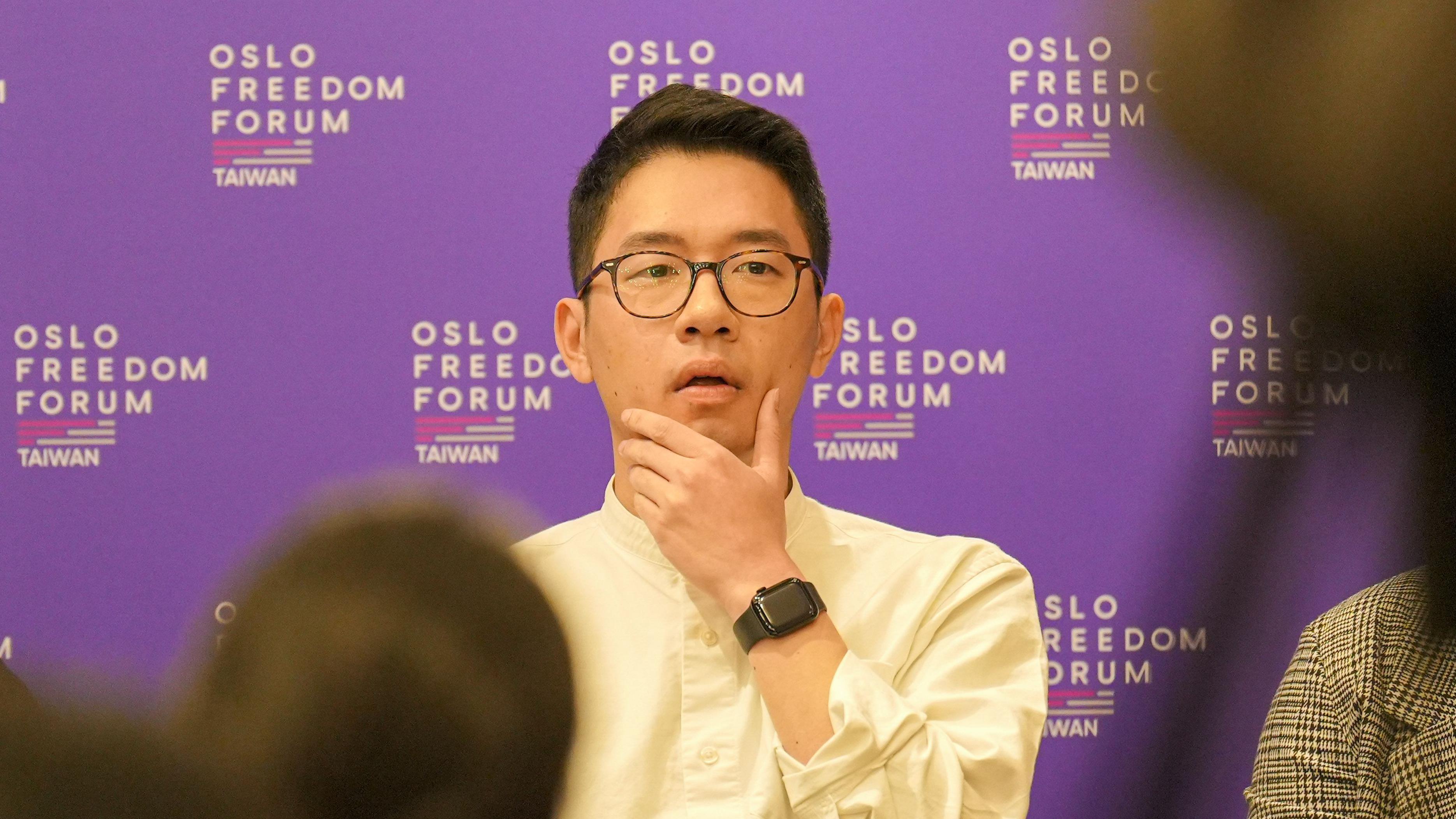 2022/11/03: Nathan Law, Hong Kong Pro-Democracy Activist seen during a press conference ahead of the Oslo freedom forum in Taipei