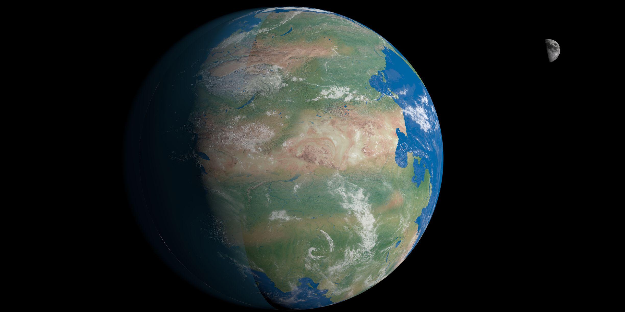 Una imagen virtual de cómo se pudo ver la Tierra con el megacontinente Pangea