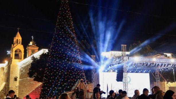 Bethlehem Christmas tree lights up for first time since start of Gaza war