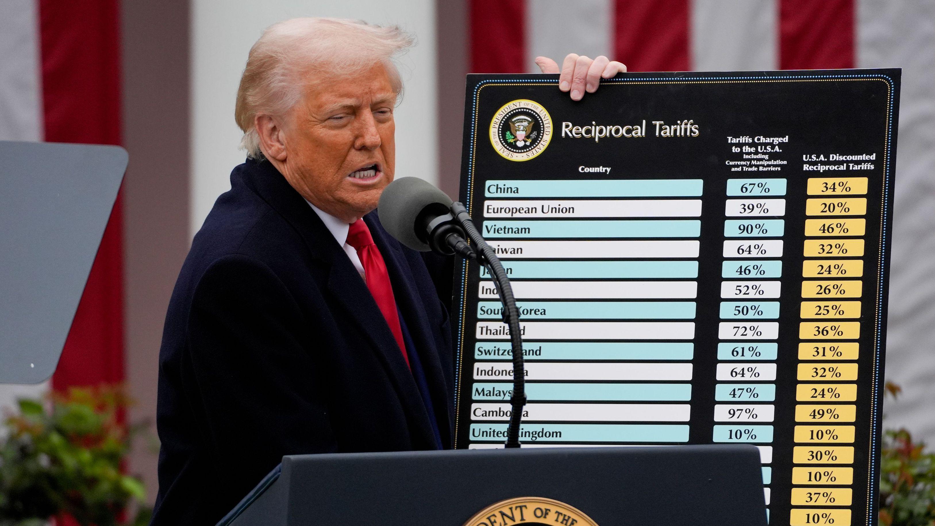 Presiden AS Trump mengumumkan tarif baru pada 2 April 2025.