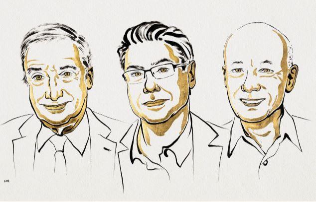 llustración de Joel Mokyr, Philippe Aghion y Peter Howitt 
